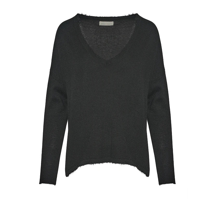 Pullover con Frange Nero