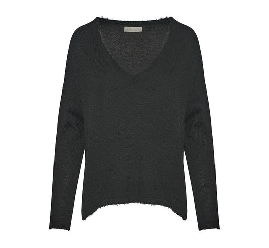 Pullover con Frange Nero