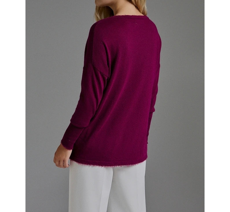 Pullover con Frange Bordeaux