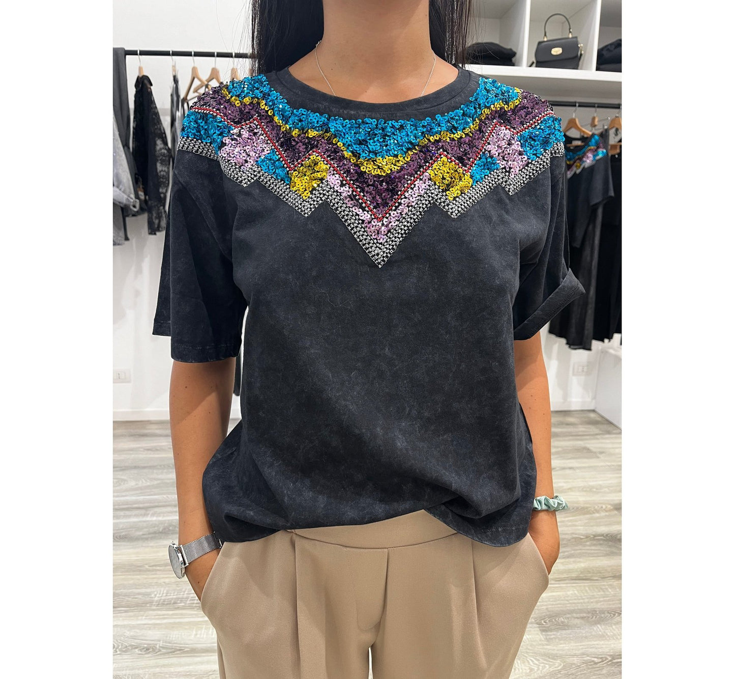 T-shirt con Paillettes